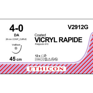 Ethicon Sutur, Vicryl Rapide, Visiblack, 4-0, DA, 45 cm, V2912G
