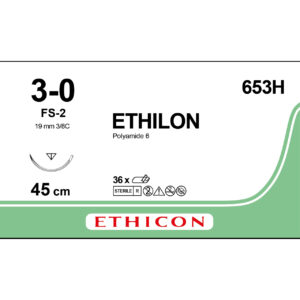 Ethicon Sutur, Ethilon, 3-0, FS-2, 45 cm, 653H