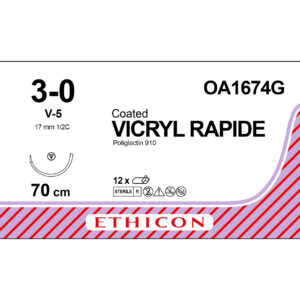 Ethicon Sutur, Vicryl Rapide, 3-0, V-5, 70 cm, OA1674G