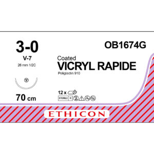 Ethicon Sutur, Vicryl Rapide, 3-0, V-7, 70 cm, OB1674G
