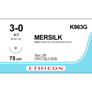 Ethicon Sutur, Mersilk, 3-0, V-7, 75 cm, K963G