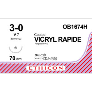 Ethicon Sutur, Vicryl Rapide, 3-0, V-7, 70 cm, OB1674H