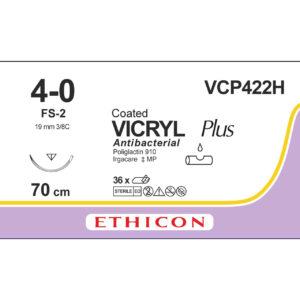 Ethicon Sutur, Vicryl Plus, 4-0, FS-2, 70 cm, VCP422H