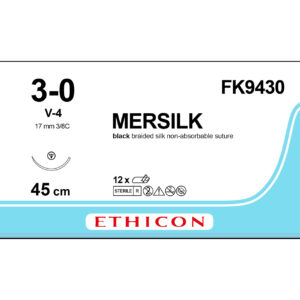 Ethicon Sutur, Mersilk, 3-0, V-4, 45 cm, FK9430
