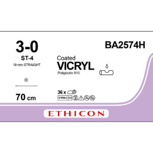 Ethicon Sutur, Vicryl, 3-0, ST-4, 70 cm, BA2574H