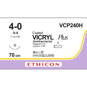 Ethicon Sutur, Vicryl Plus, 4-0, V-4, 70 cm, VCP240H