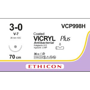 Ethicon Sutur, Vicryl Plus, 3-0, V-7, 70 cm, VCP998H