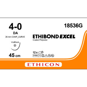 Ethicon Sutur, Ethibond Excel, Visiblack, 4-0, DA, 45 cm, 18536G