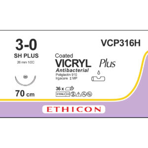 Ethicon Sutur, Vicryl Plus, 3-0, SH Plus, 70 cm, VCP316H