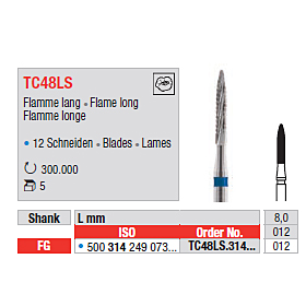 Hårdmetallborr Edenta TC48LS 012 FG, 5 st