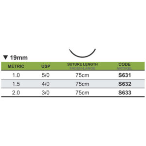 Medipac Sutur, Supramid, 4-0, 1.5, 19 mm, 75 cm, S632
