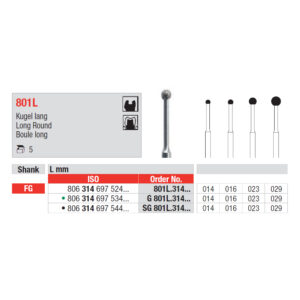 Diamant Edenta 801L ,023G, FG,5 st